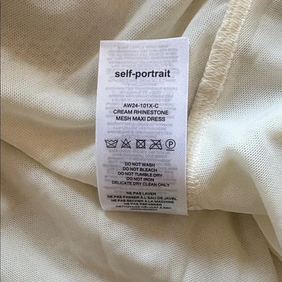 Self Portrait cream rhinestone mesh maxi dress elegant cocktail ethereal US 12 - Picture 16 of 16